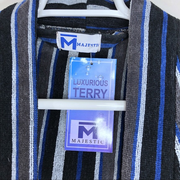 NEW Majestic Luxurious Terry striped kimono robe - Picture 2 of 7